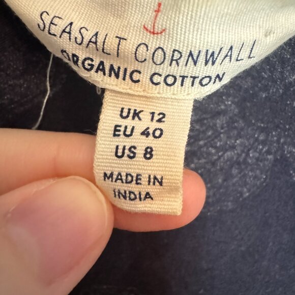 Seasalt Cornwall Riviera II Dress Size US 8 Organic Cotton Black Purple Floral - Picture 13 of 15